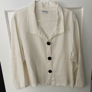 Habitat White Linen Cropped Shirt